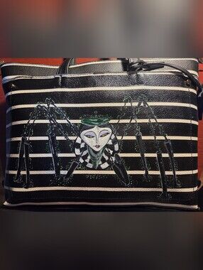 Handpainted Miss Spider from James and the giant peach on a medium handbag